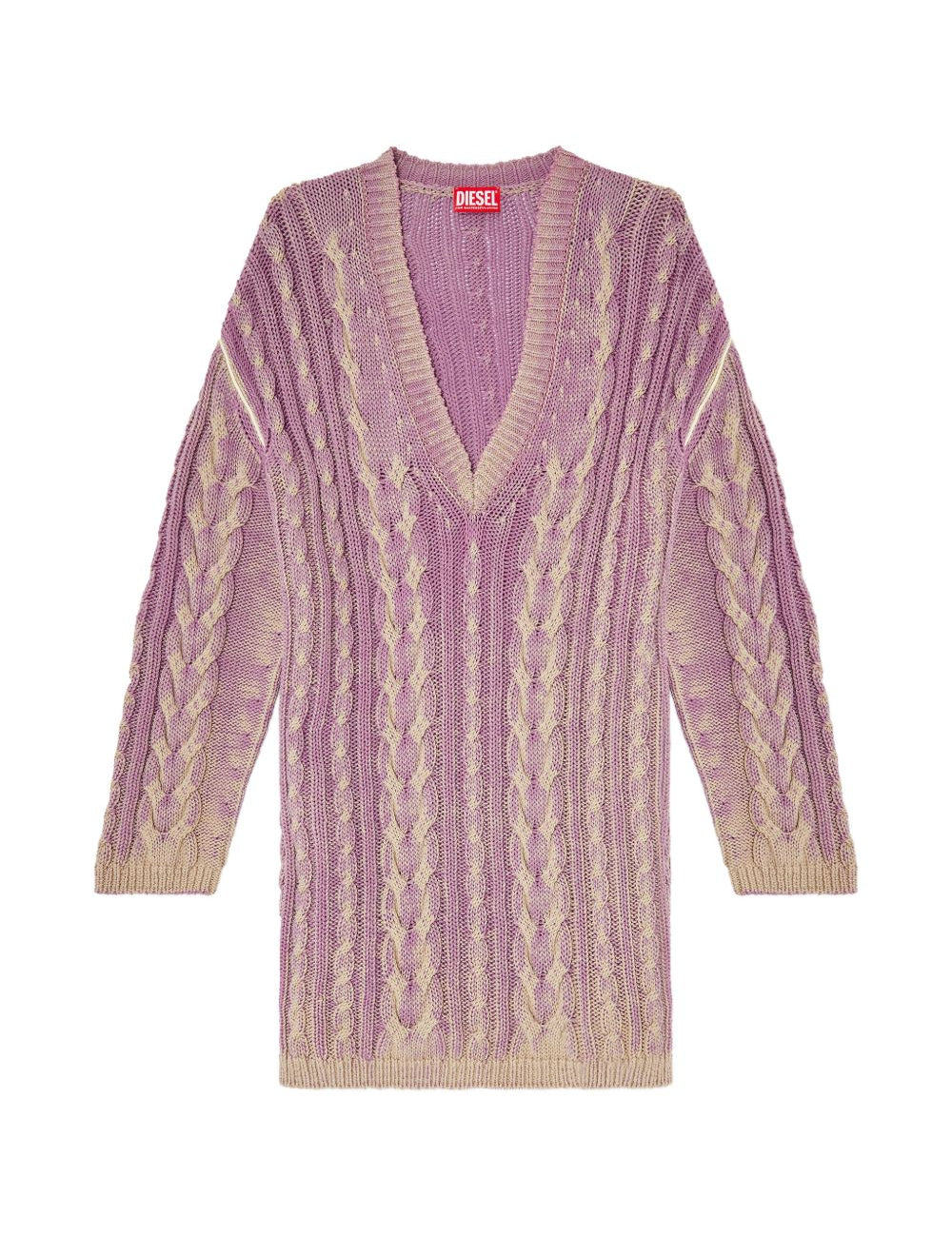 Abito corto con scollo a V in maglia in lilla 