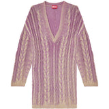Abito corto con scollo a V in maglia in lilla 