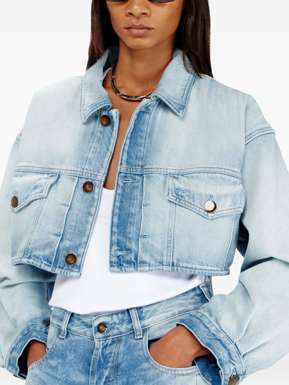 Giacca denim crop de-malley-s in celeste Diesel - donna 