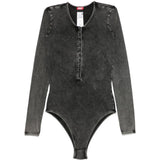 Body Fresya con bottoni sul davanti in nero 