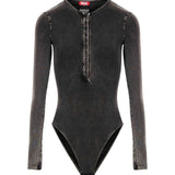 Body Fresya con bottoni sul davanti in nero 