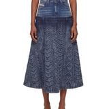 Gonna denim svasata de-vorya-s1 in blu 