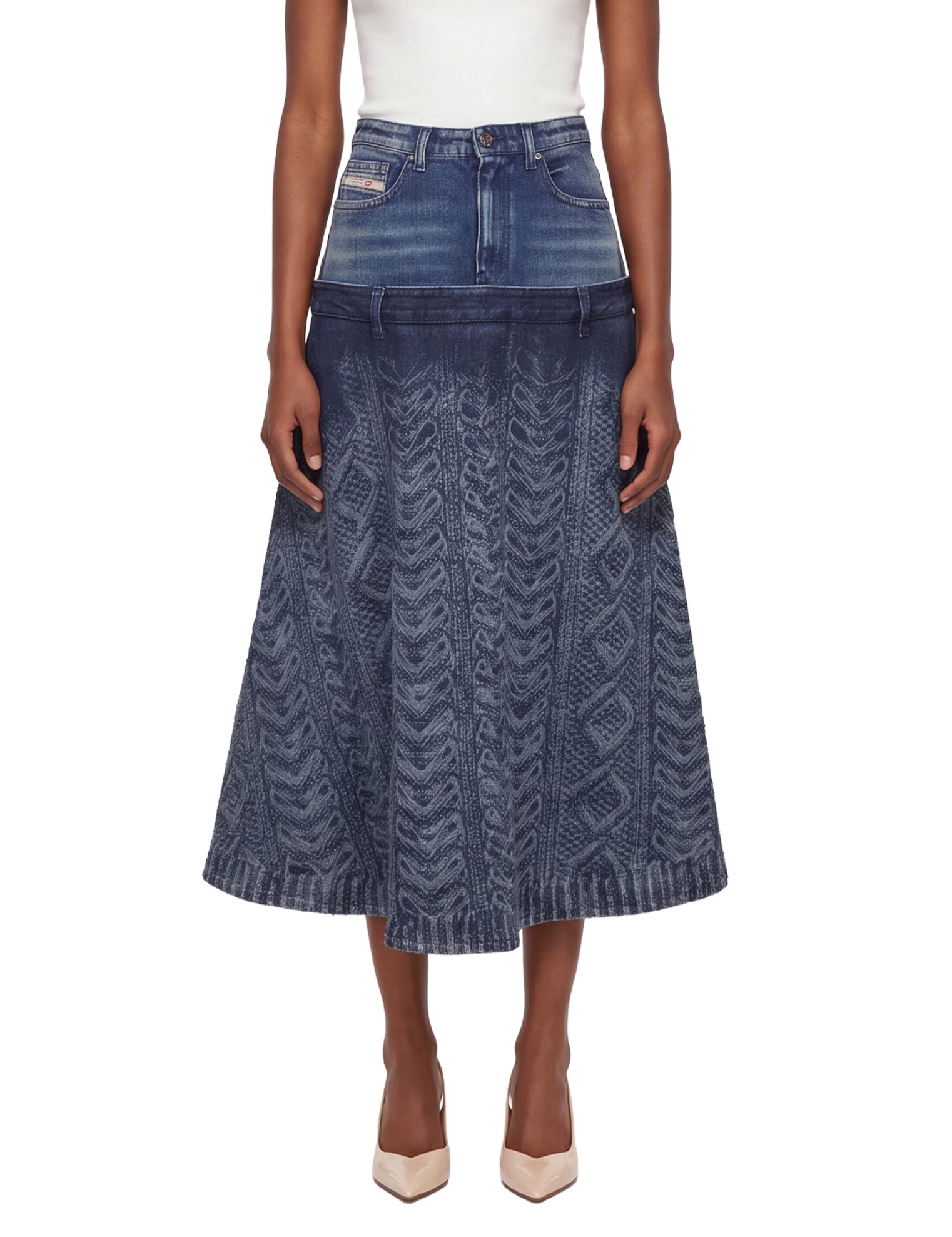Gonna denim svasata de-vorya-s1 in blu 