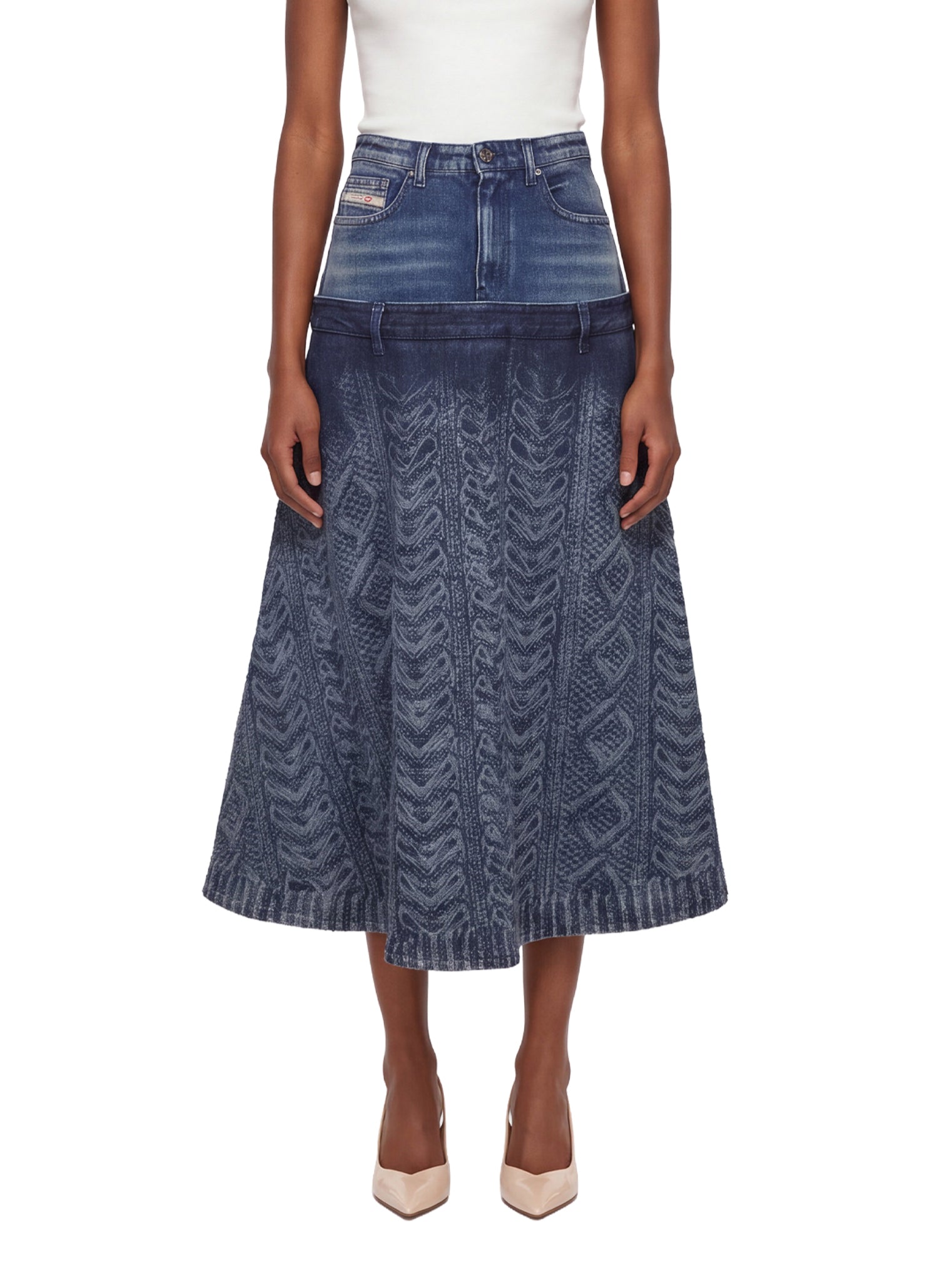 Gonna denim svasata de-vorya-s1 in blu 