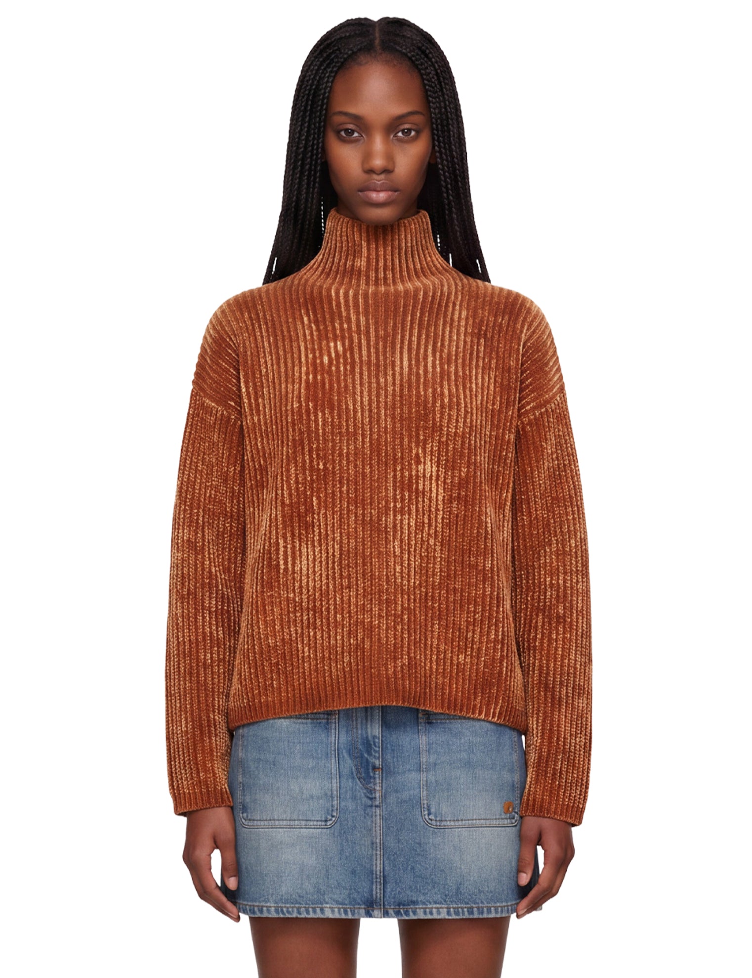 Maglione a collo alto m-amet in marrone 