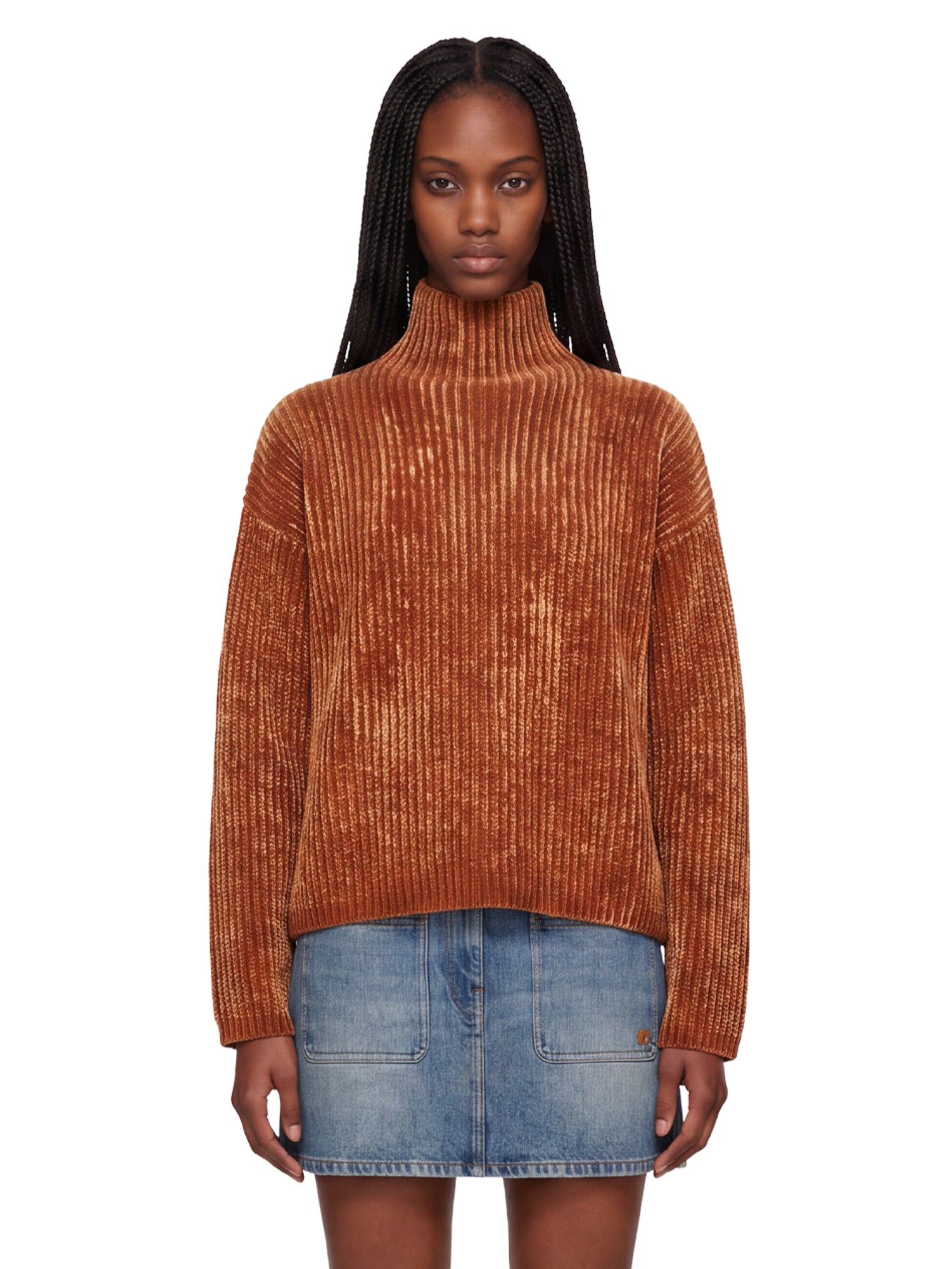 Maglione a collo alto m-amet in marrone 