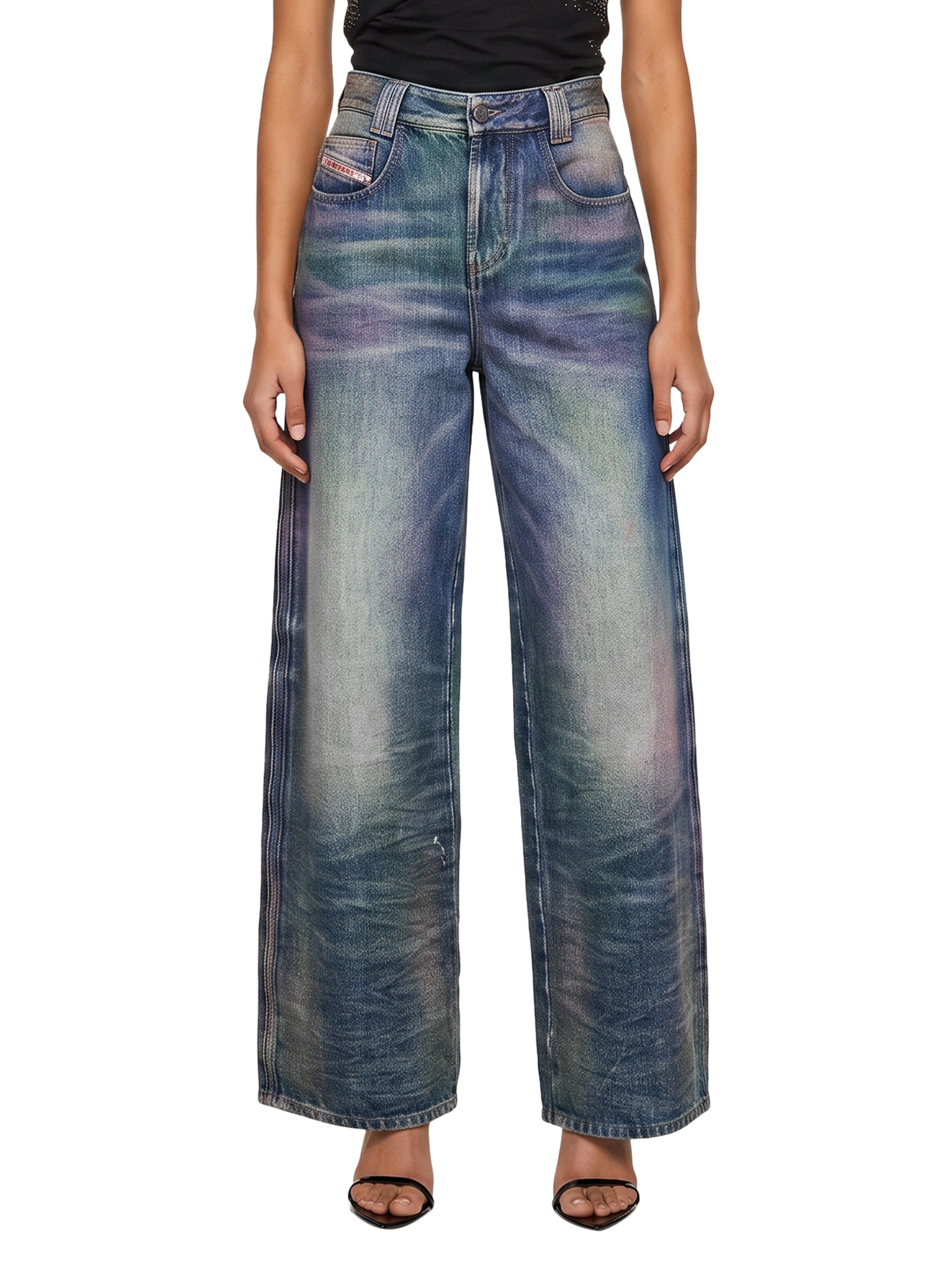 Jeans 1982 D-Hakou a gamba ampia in blu 