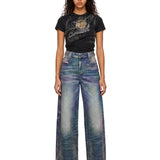 Jeans 1982 D-Hakou a gamba ampia in blu 