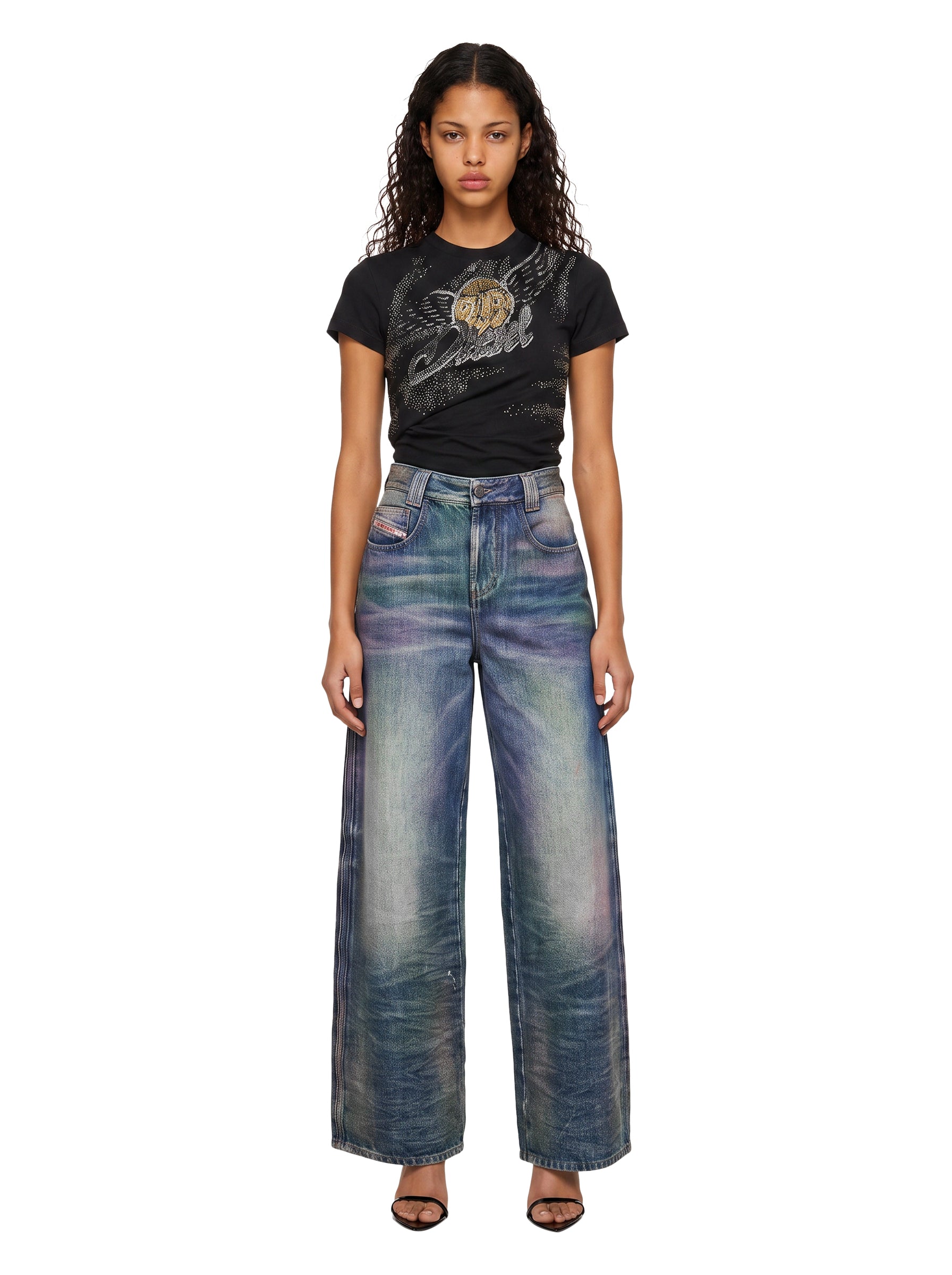 Jeans 1982 D-Hakou a gamba ampia in blu 