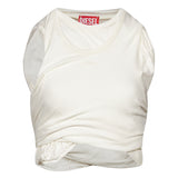 Top a costine Wisher in bianco 