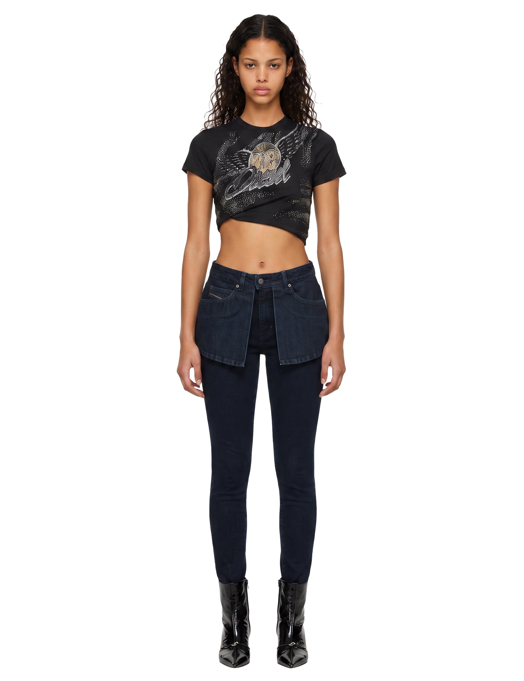 Jeans D-Spika skinny in nero 