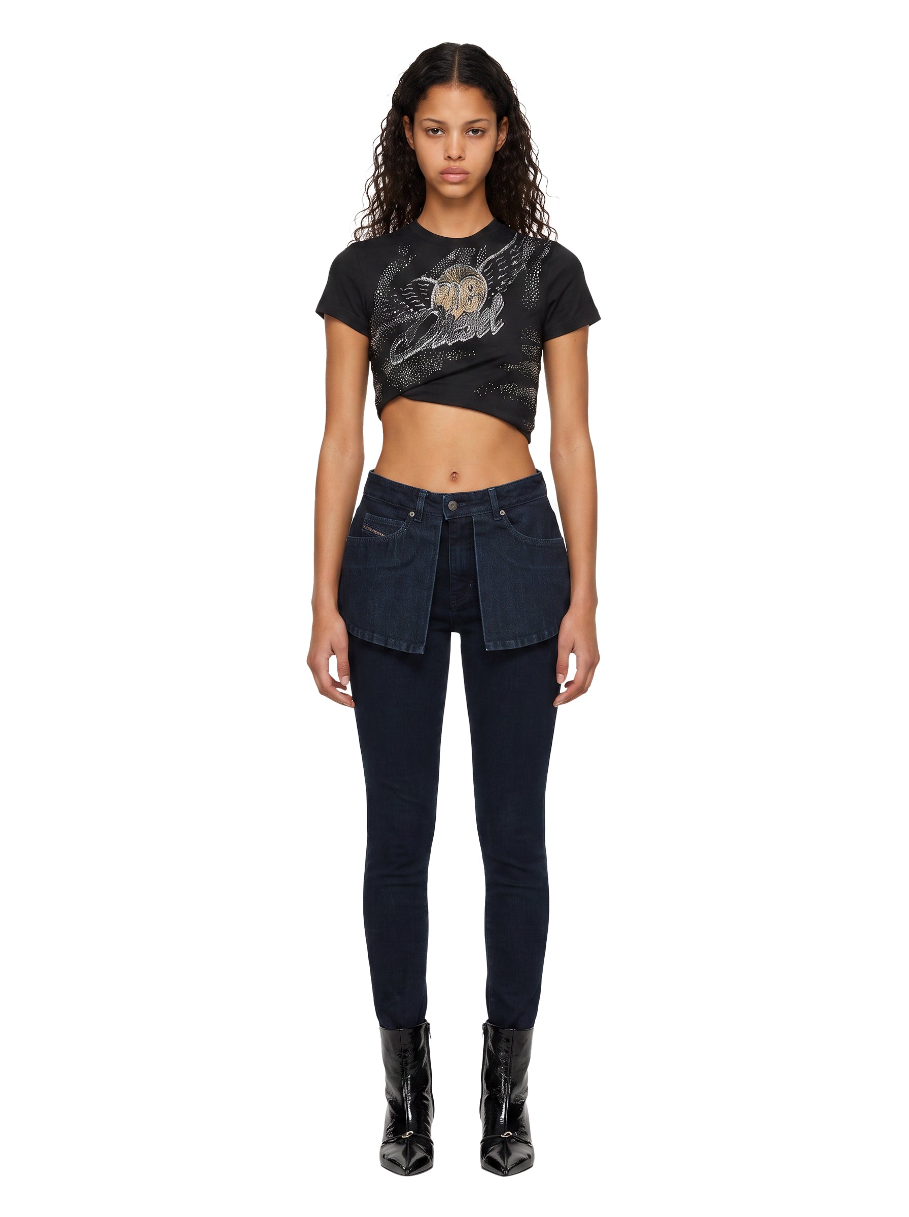 Jeans D-Spika skinny in nero 