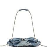 Borsa a spalla Scrunch-D con cristalli in blu 