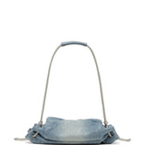 Borsa a spalla Scrunch-D con cristalli in blu 