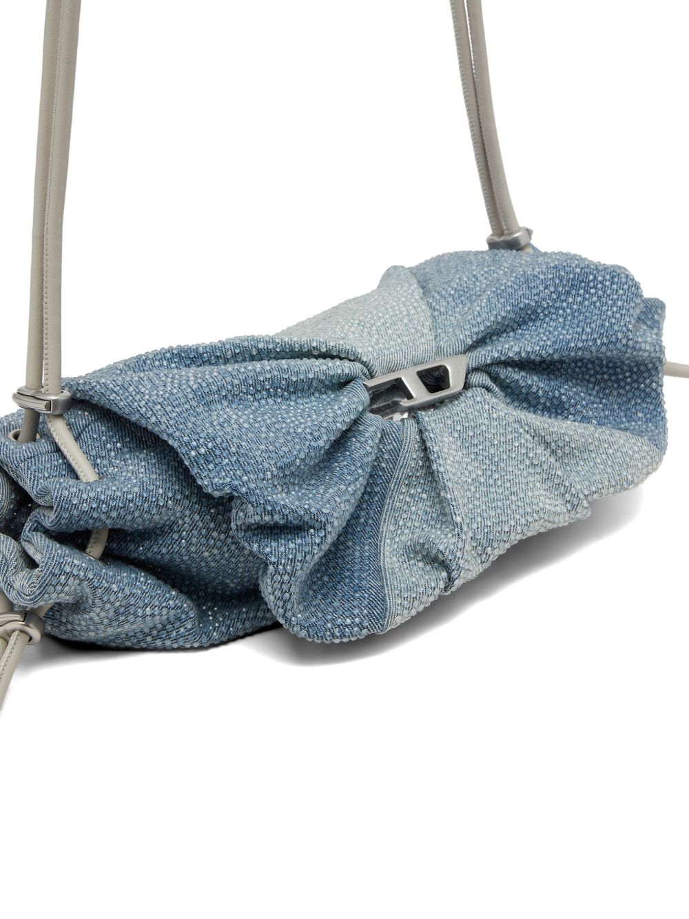 Borsa a spalla Scrunch-D con cristalli in blu 