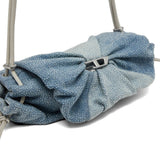 Borsa a spalla Scrunch-D con cristalli in blu 