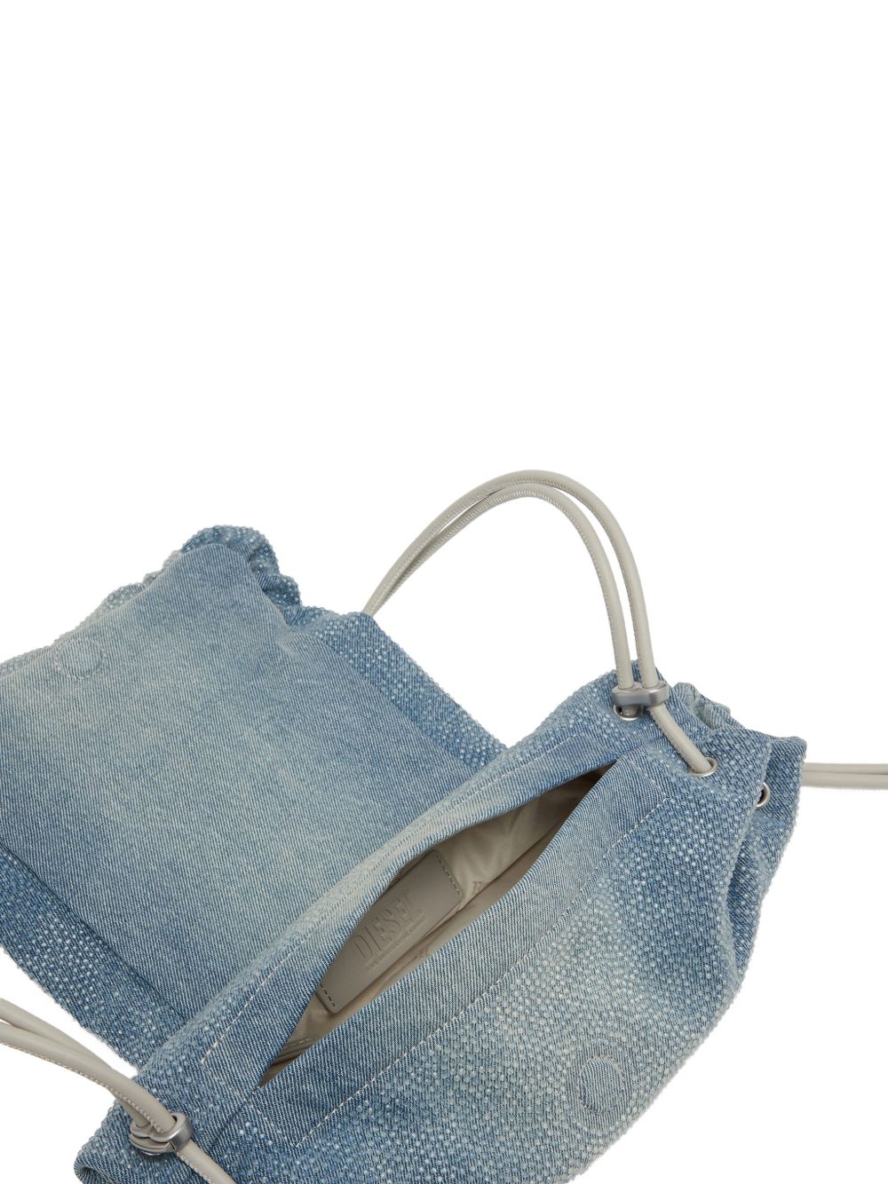 Borsa a spalla Scrunch-D con cristalli in blu 