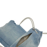 Borsa a spalla Scrunch-D con cristalli in blu 