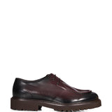 Derby stringata in nero e bordeaux 