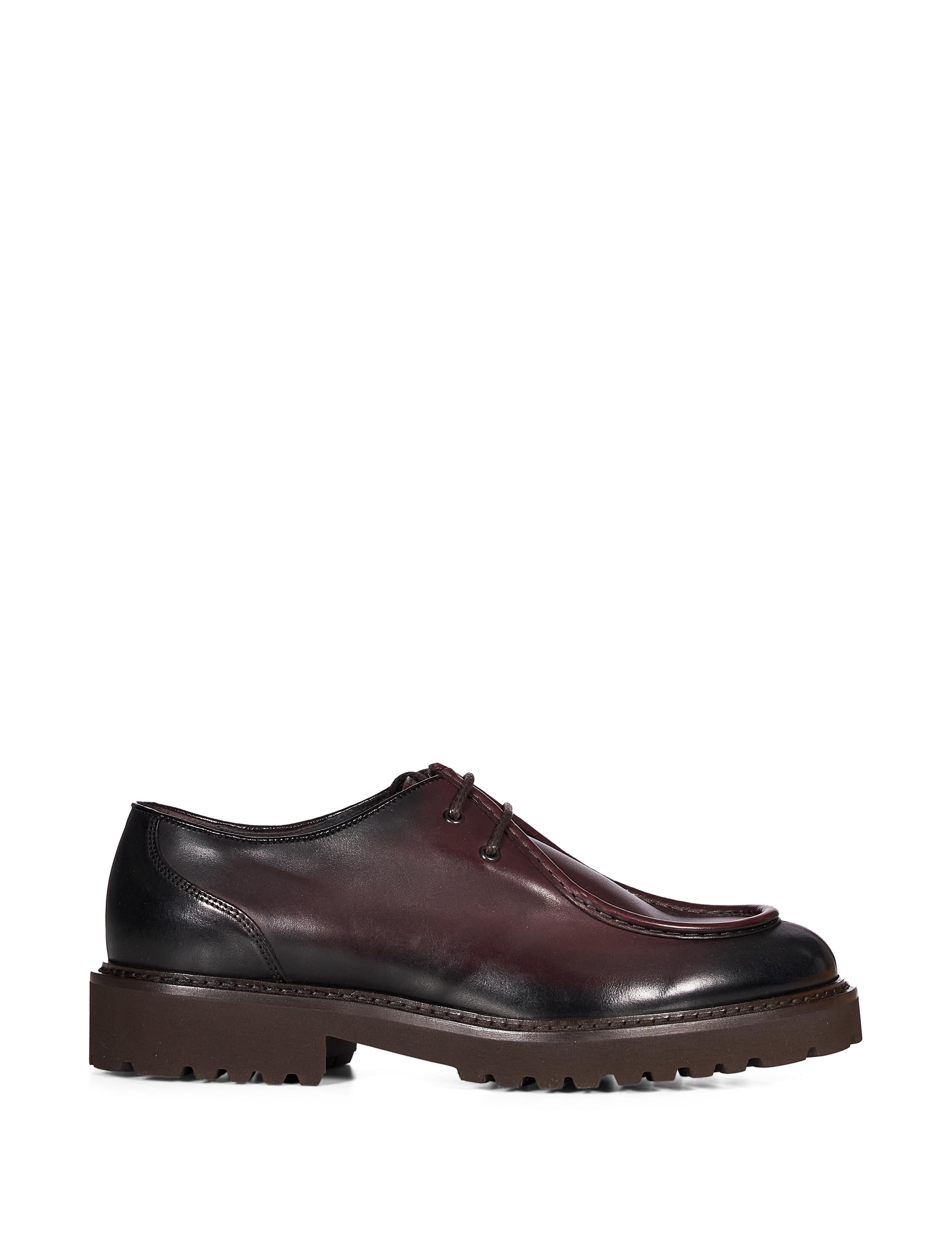 Derby stringata in nero e bordeaux 