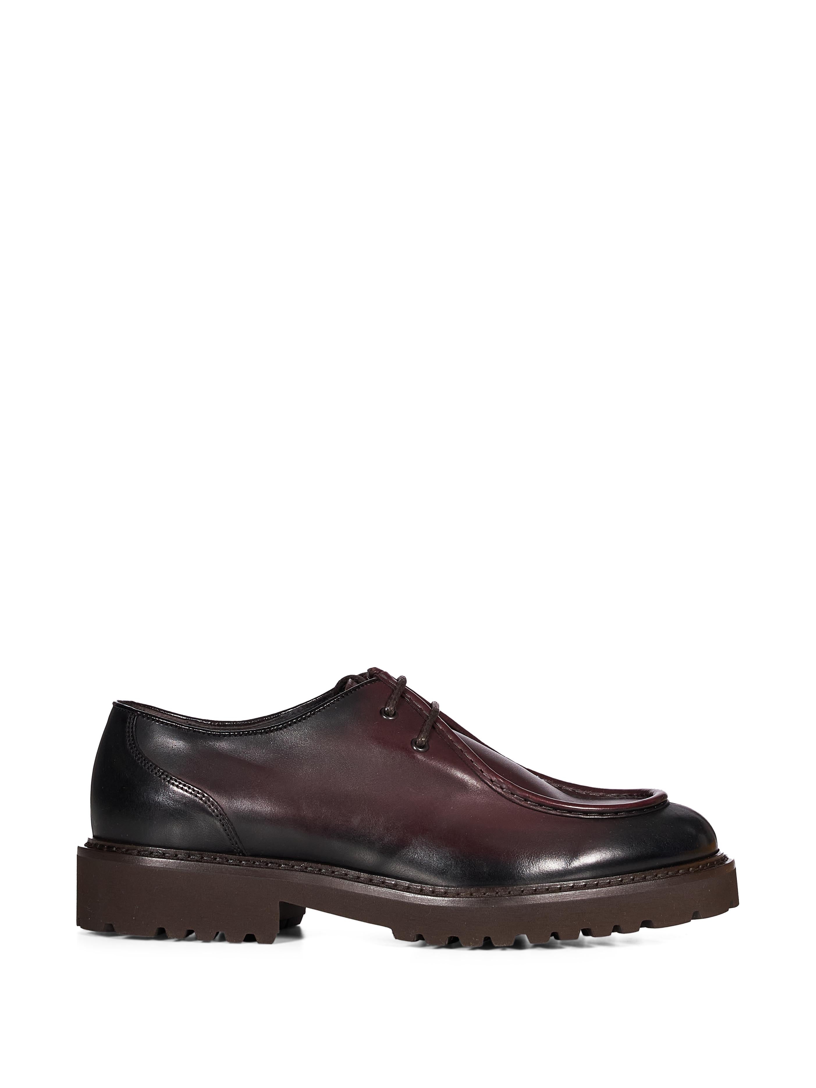 Derby stringata in nero e bordeaux 