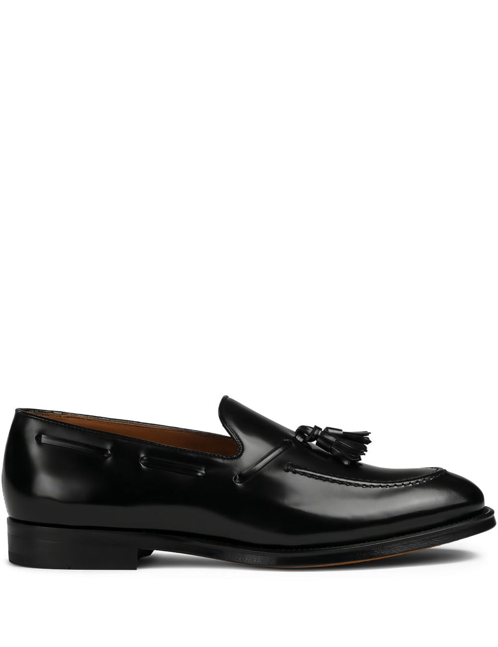 Mocassini con nappe in pelle in nero 