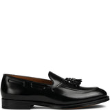 Mocassini con nappe in pelle in nero 