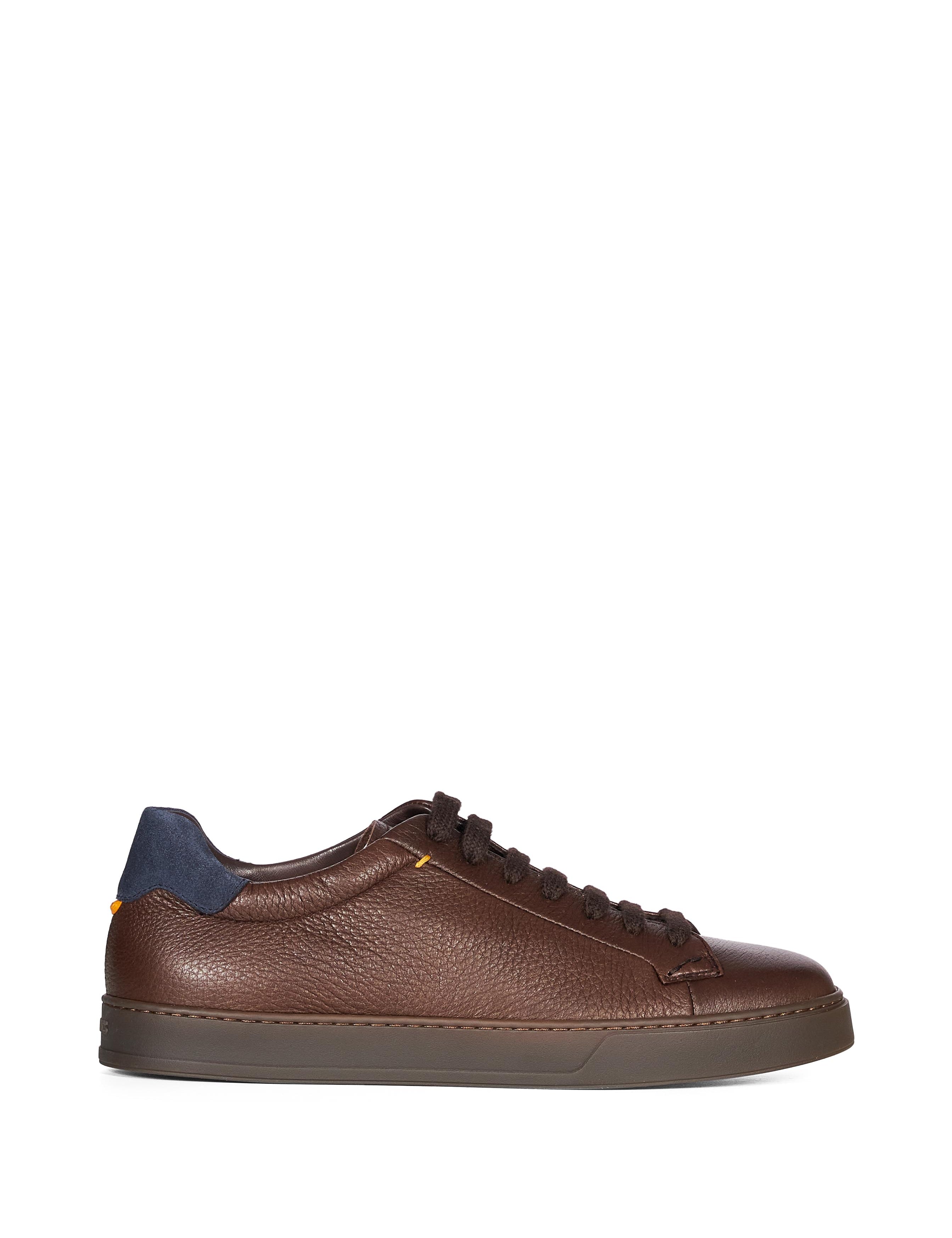Sneakers in pelle marrone e blu 