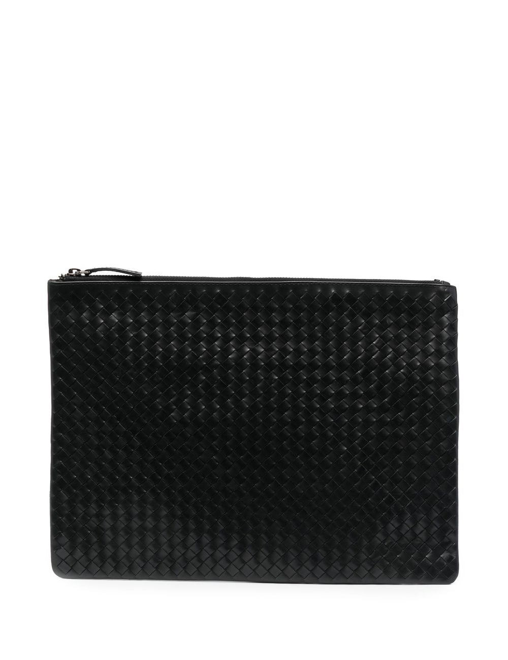 Borsa clutch intrecciata in nero 