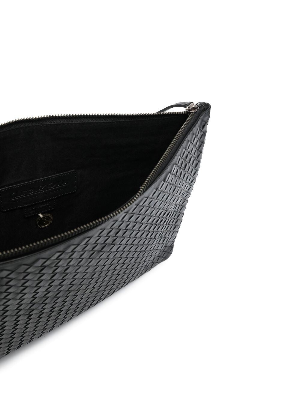 Borsa clutch intrecciata in nero 