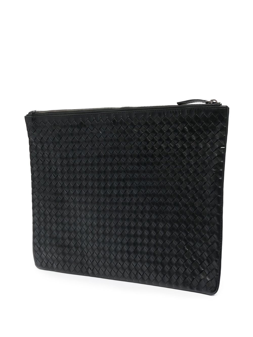 Borsa clutch intrecciata in nero 