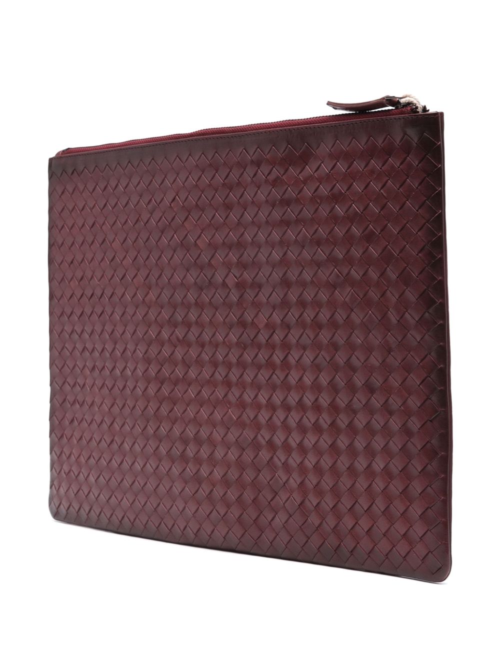 Borsa clutch intrecciata in bordeaux 