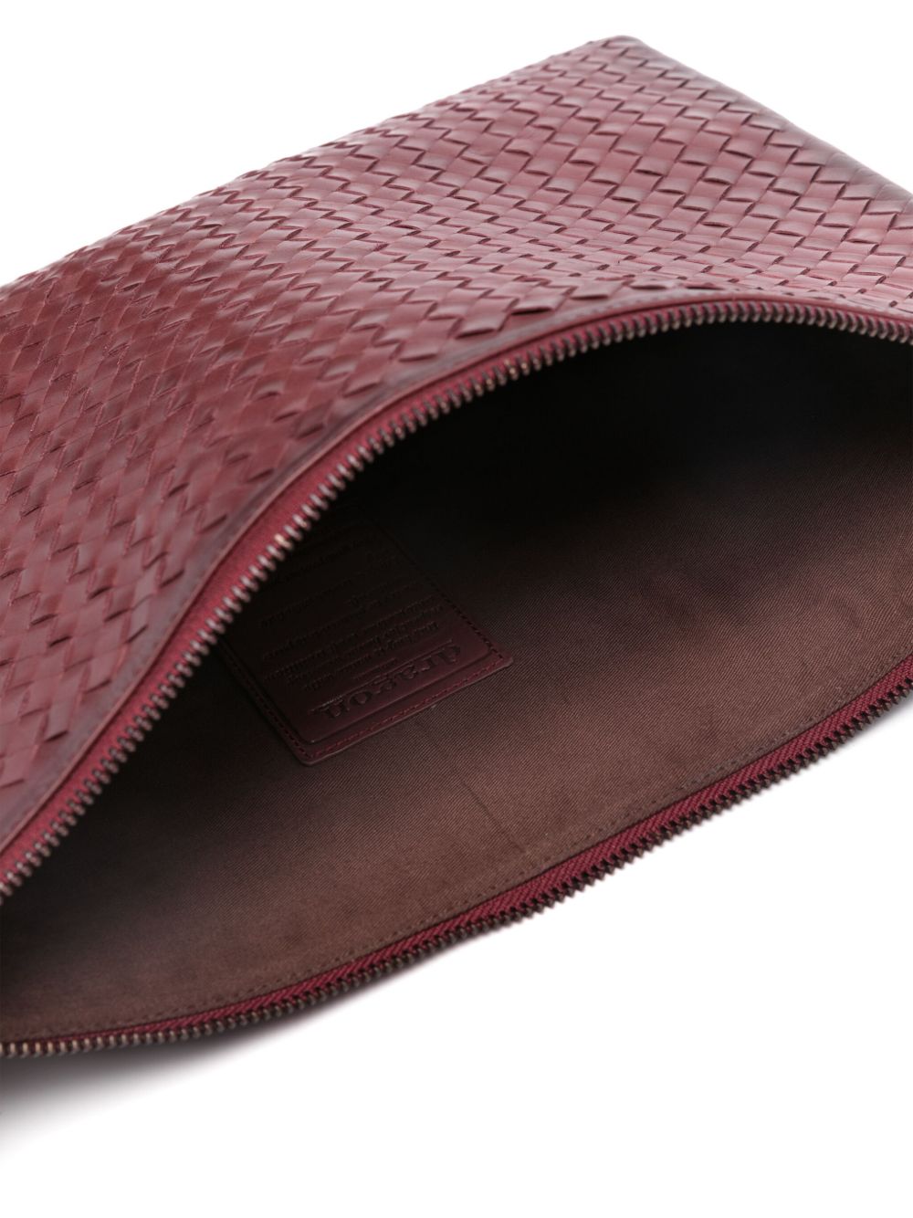 Borsa clutch intrecciata in bordeaux 