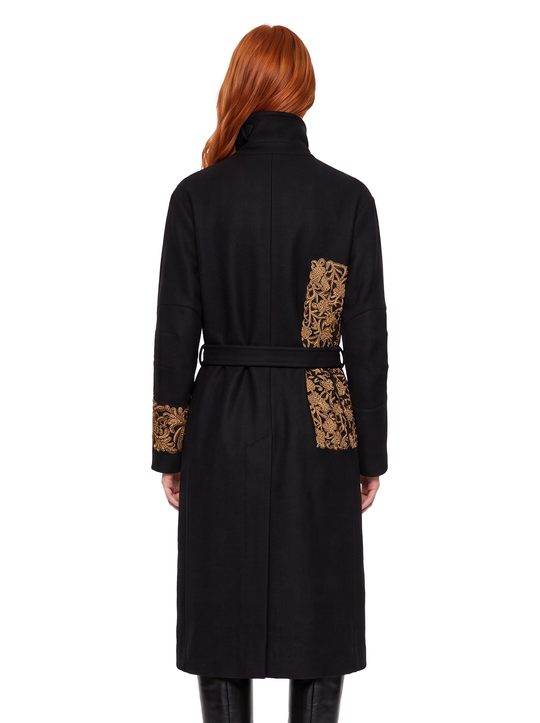 Cappotto Rain con ricamo floreale in nero 