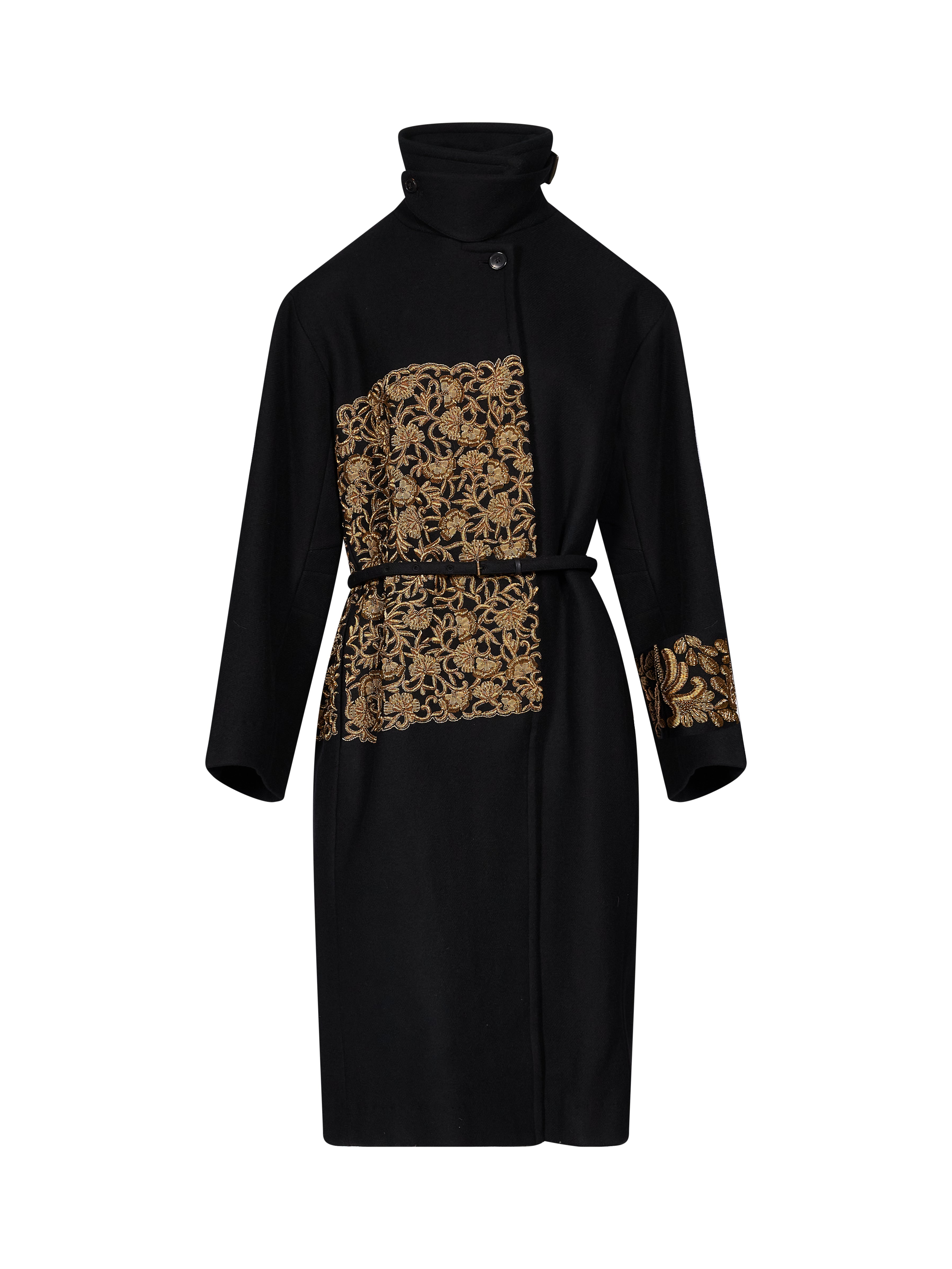 Cappotto Rain con ricamo floreale in nero 