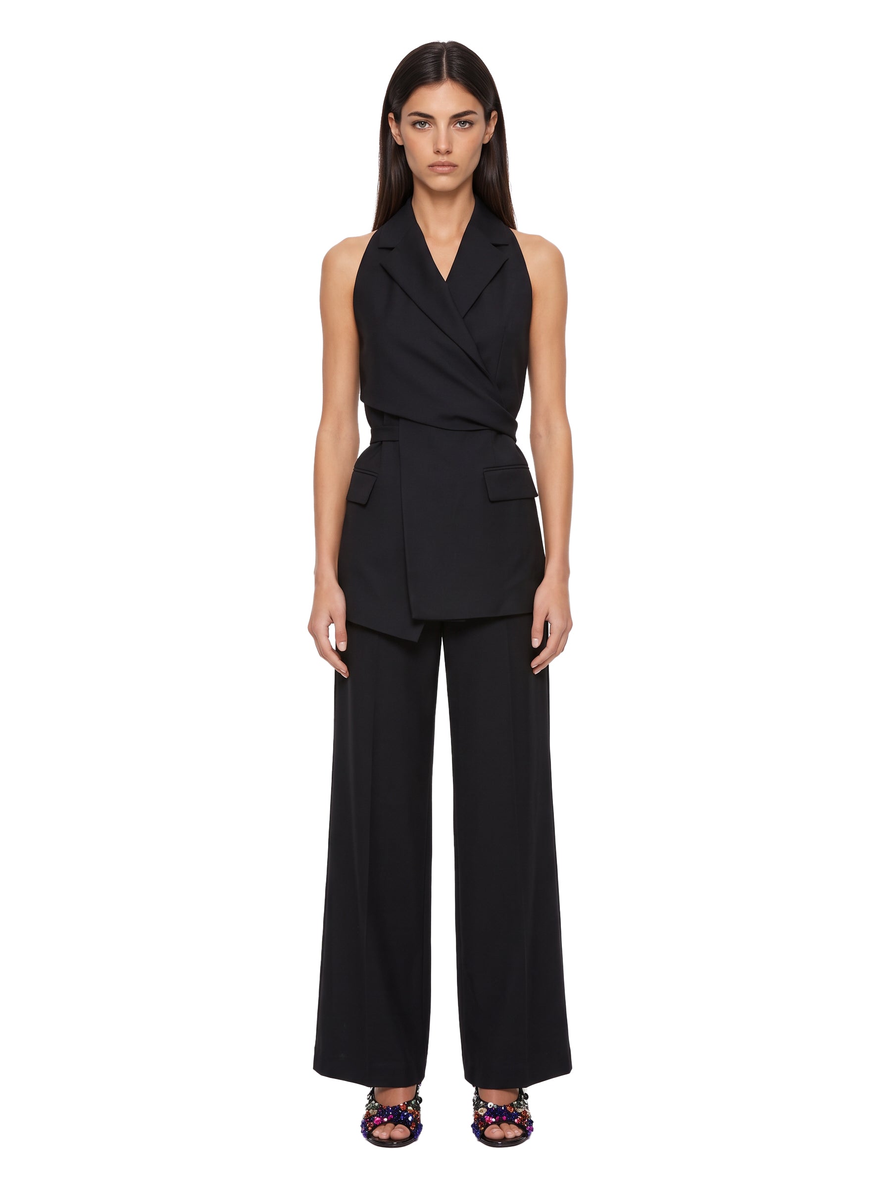 Blazer Geline con schiena scoperta in nero 