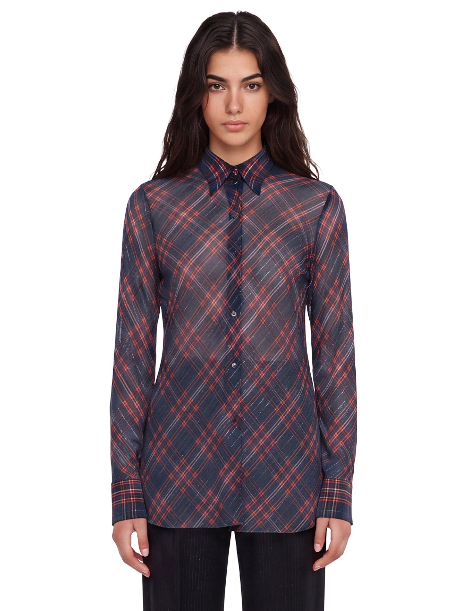 Camicia lunga a quadri  multicolore 