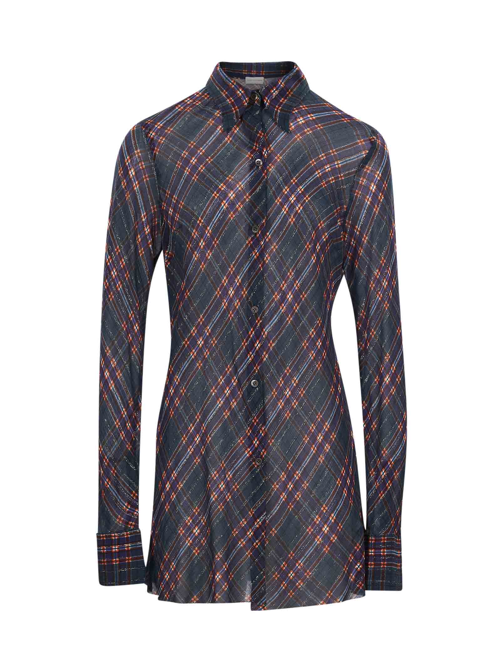 Camicia lunga a quadri  multicolore 