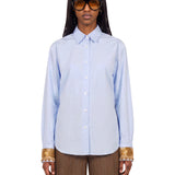 Camicia con ricami Chloris in celeste 