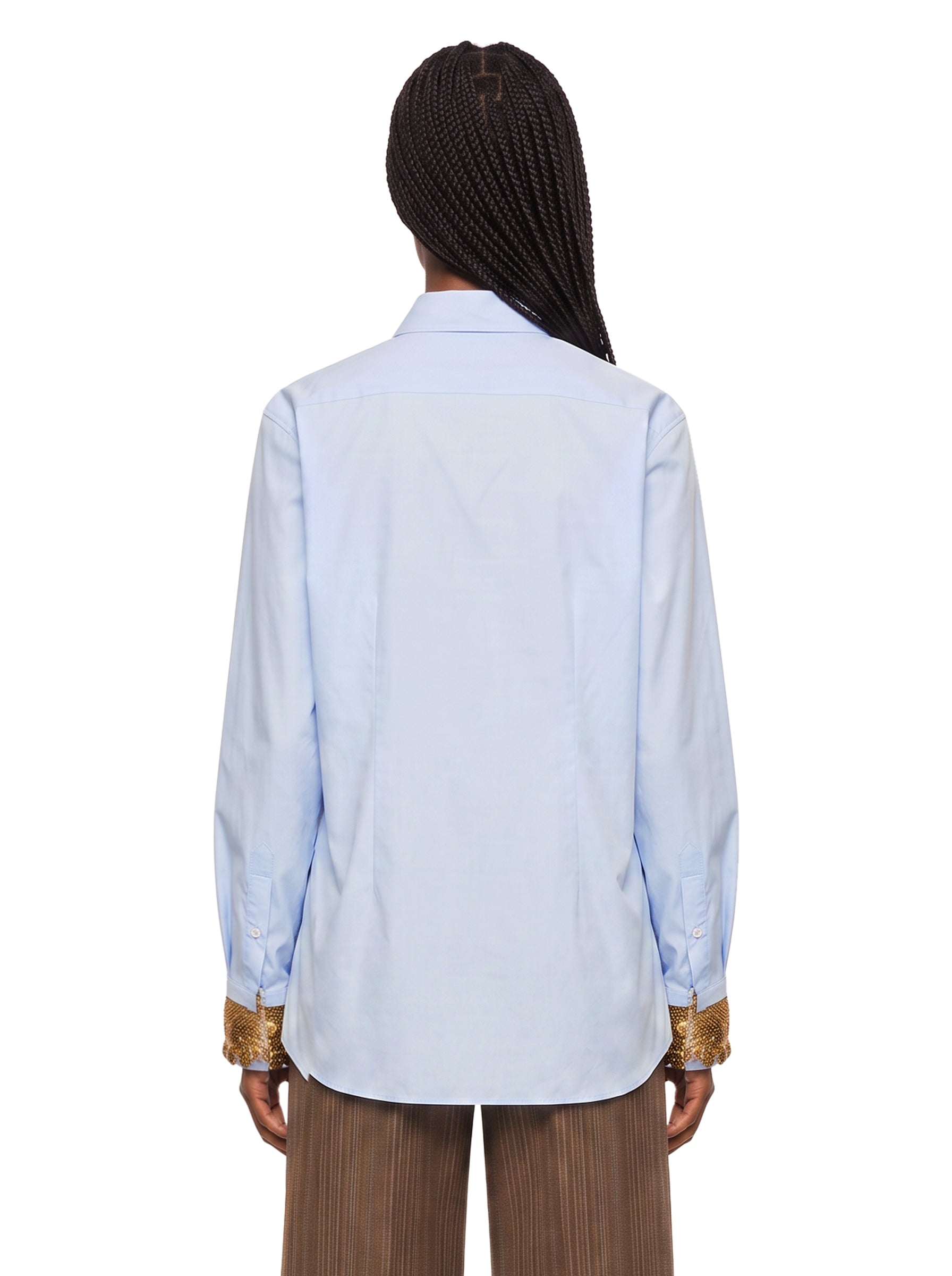 Camicia con ricami Chloris in celeste 