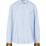 Camicia con ricami Chloris in celeste 