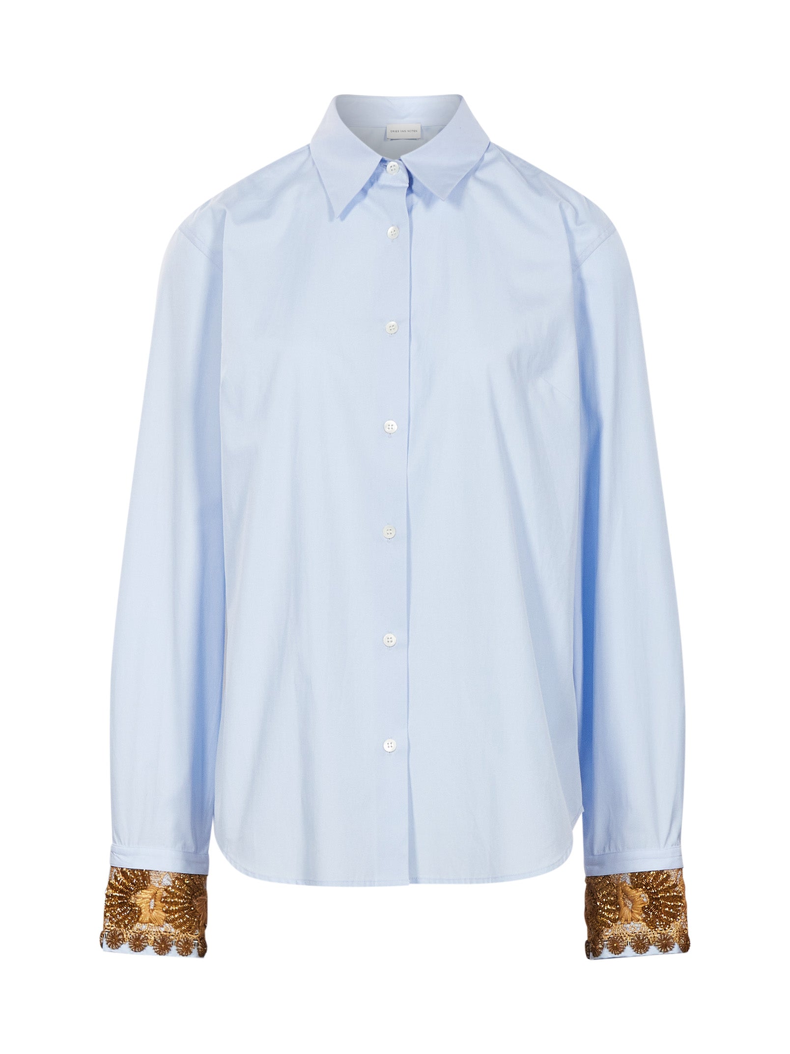 Camicia con ricami Chloris in celeste 