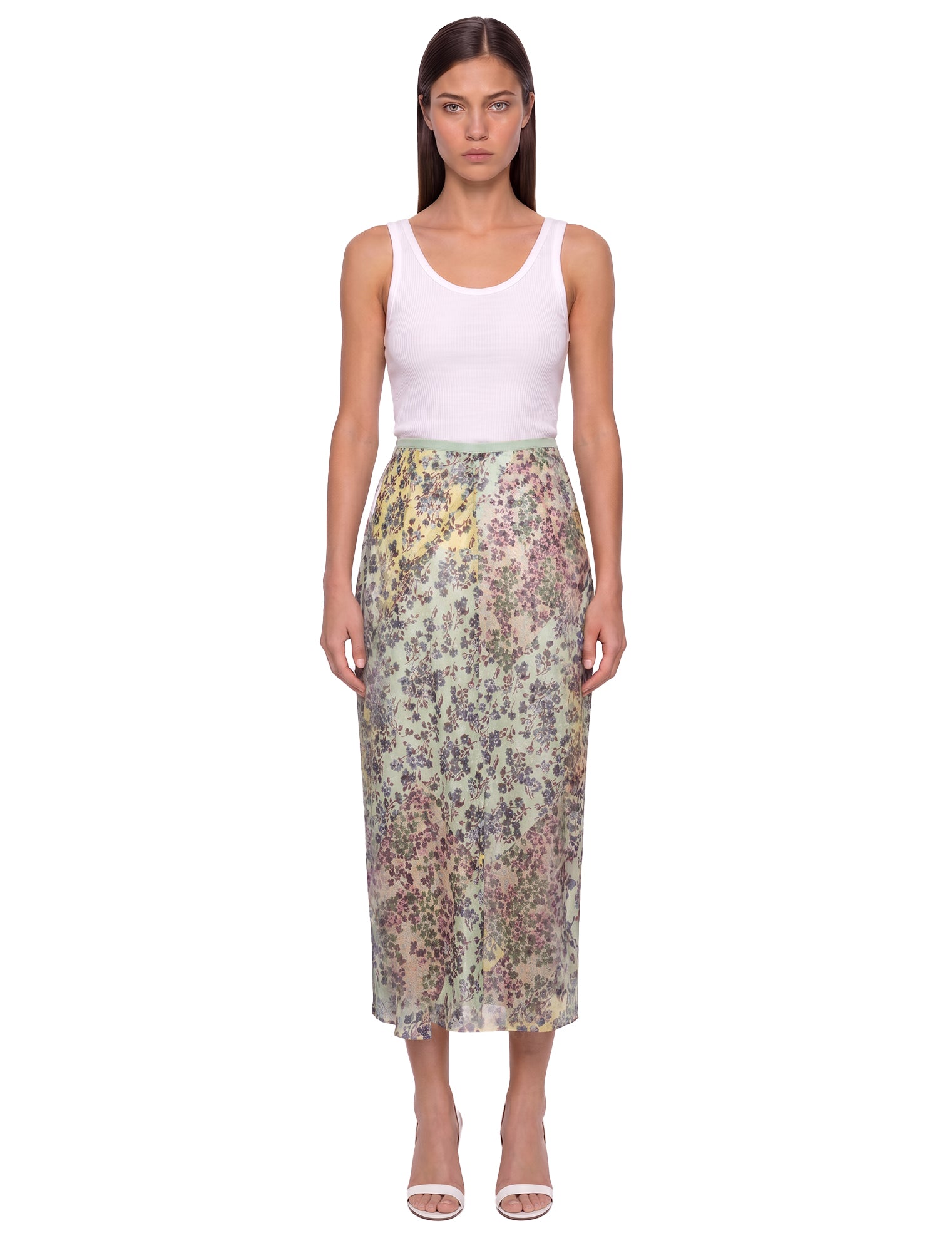 Gonna midi Sati con stampa twill multicolore 
