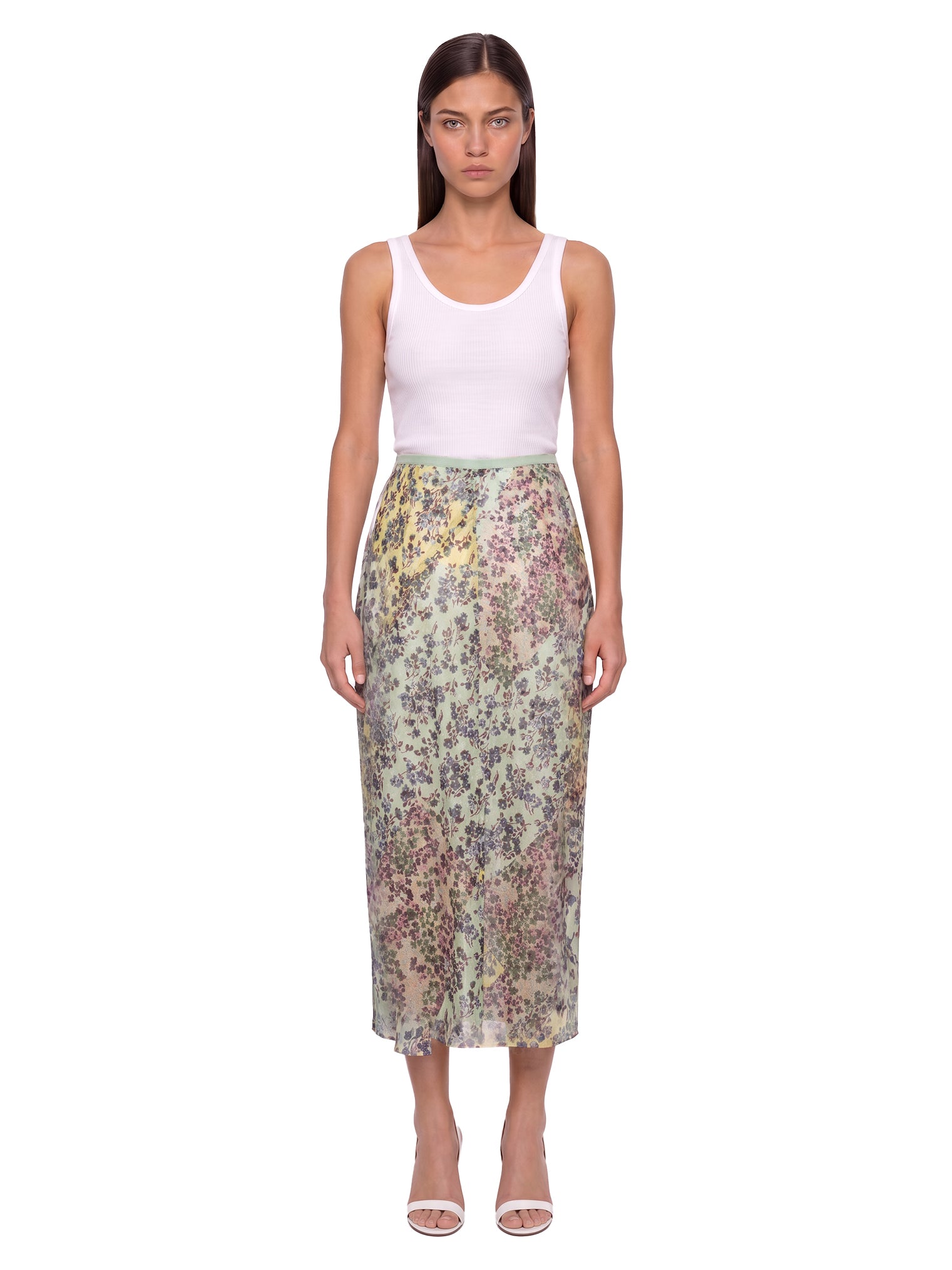 Gonna midi Sati con stampa twill multicolore 