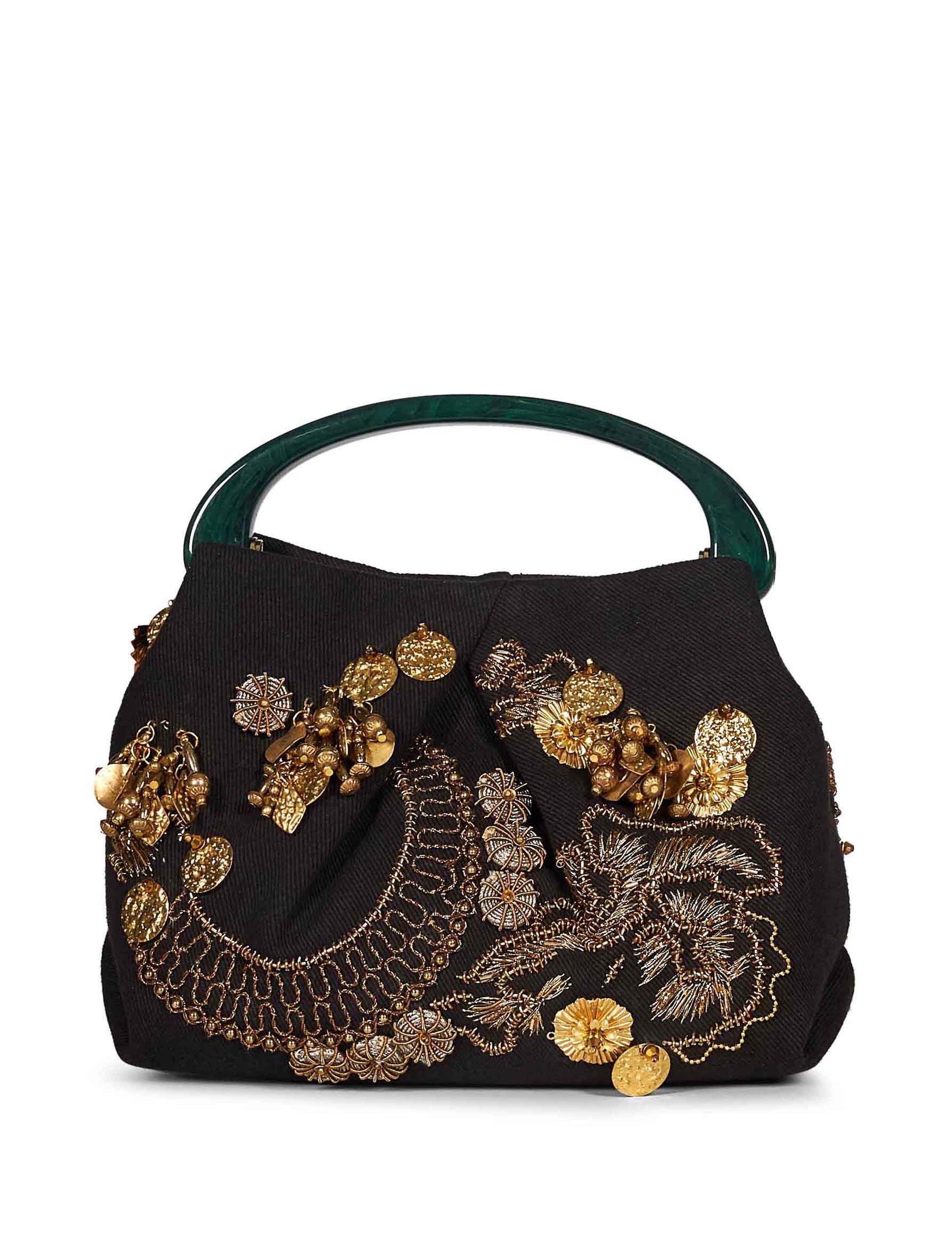 Borsa a mano con decorazioni in marrone 