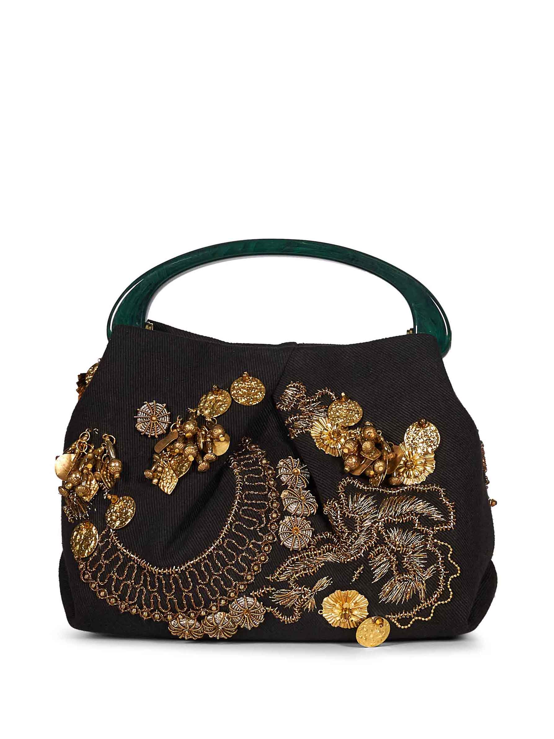 Borsa a mano con decorazioni in marrone 