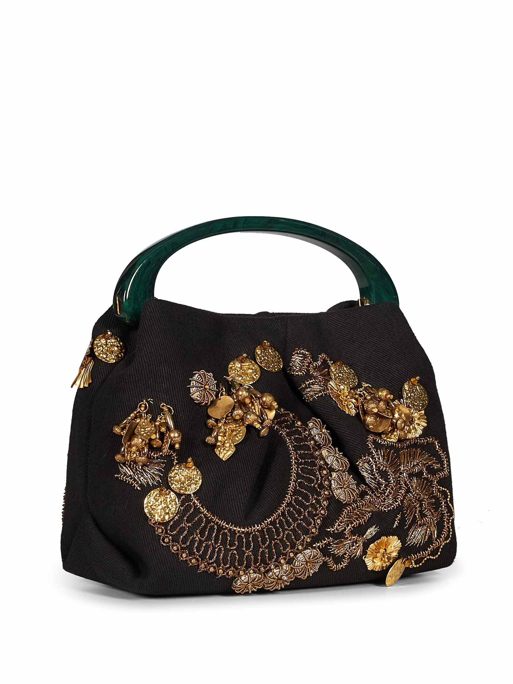 Borsa a mano con decorazioni in marrone 