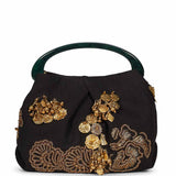Borsa a mano con decorazioni in marrone 