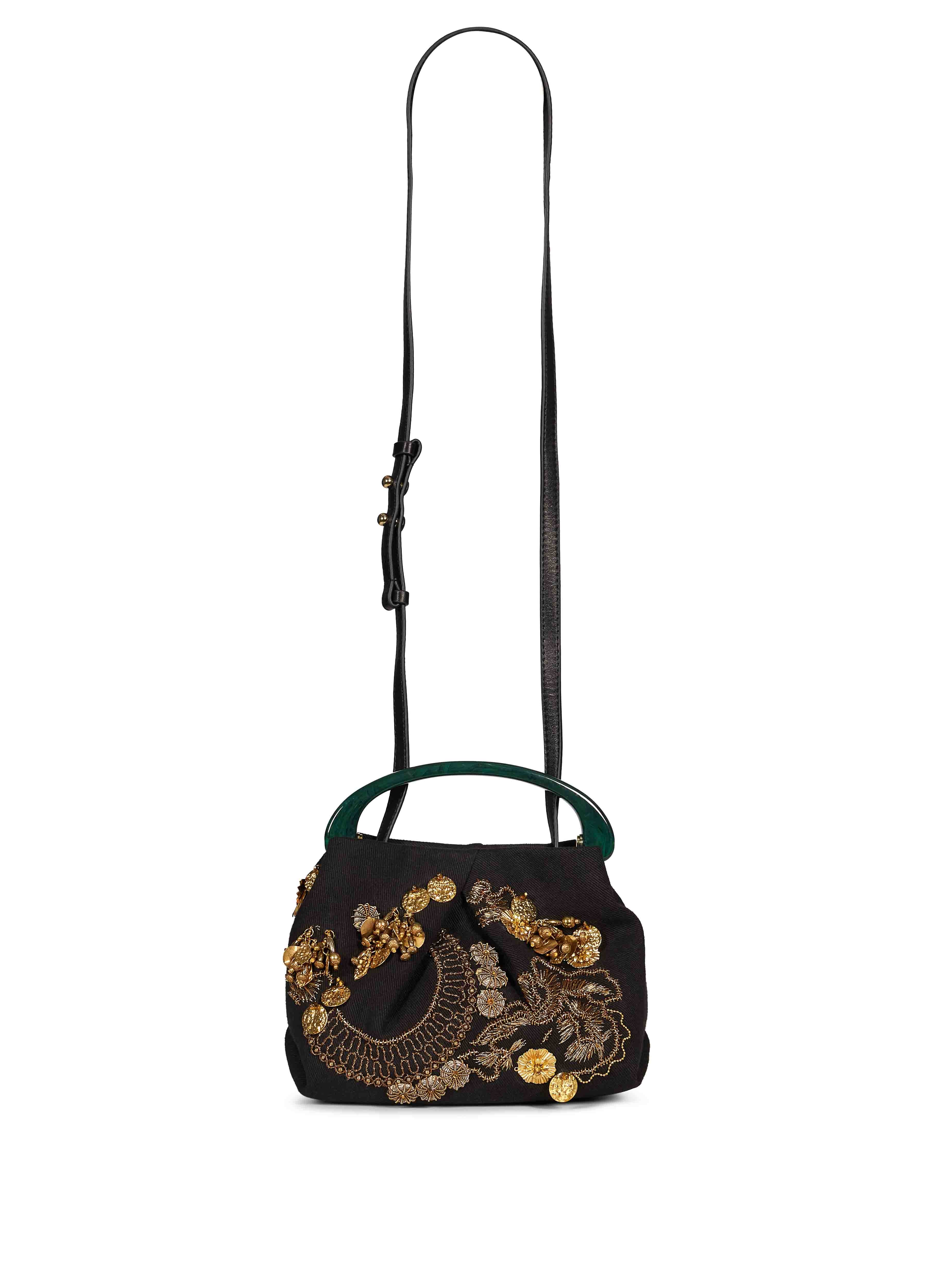 Borsa a mano con decorazioni in marrone 