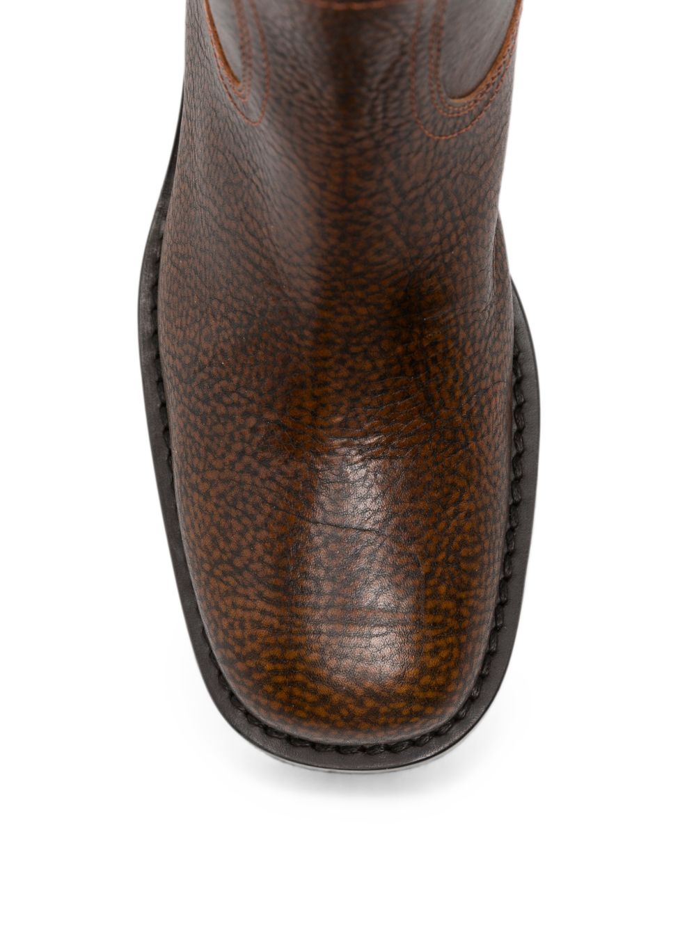 Stivali con tacco in pelle marrone 